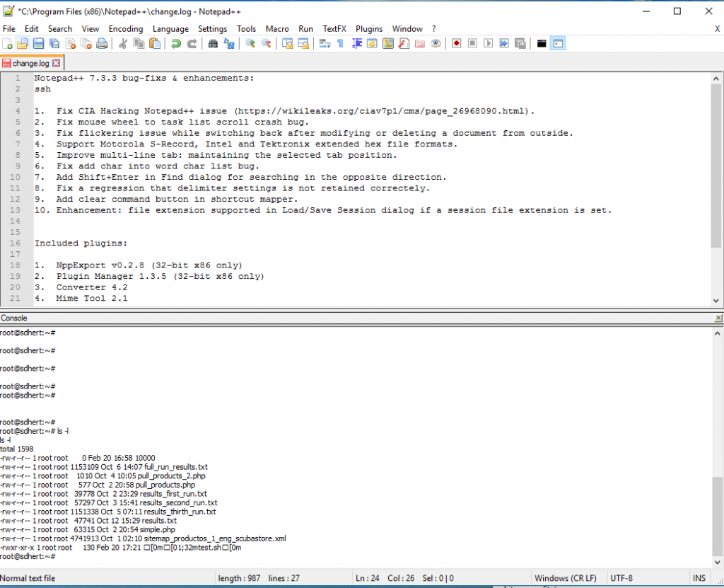this is the console you get with NppExec