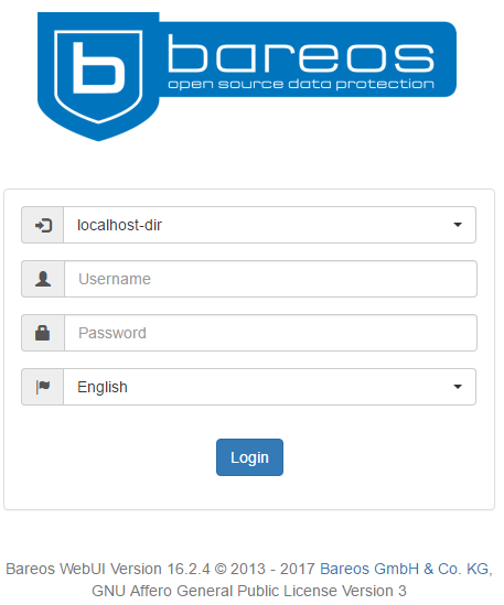 web login of bareos